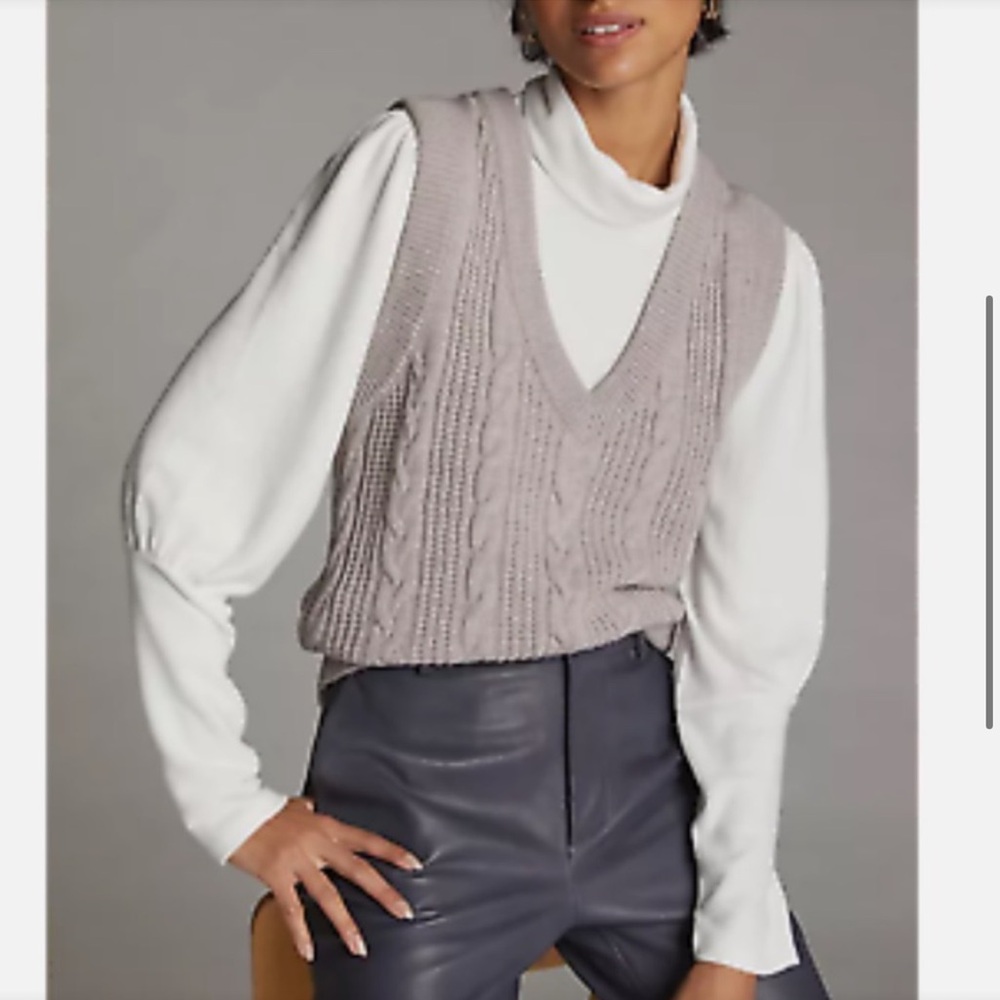Anthropologie‎ Women’s White Cecilia Sleeve Turtleneck Sweater Size Medium